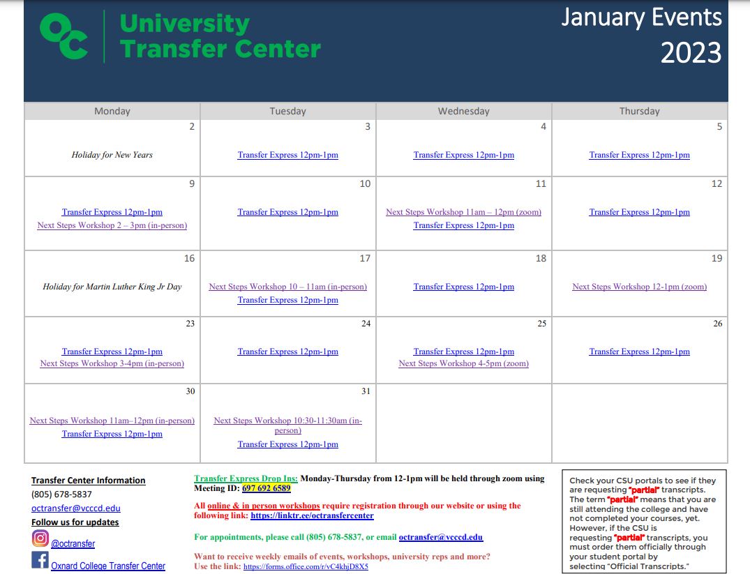 January Week 3 Oxnard College